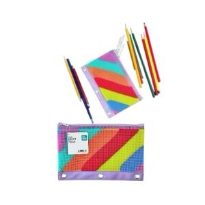 Colorful Rainbow Striped Pencil Pouch